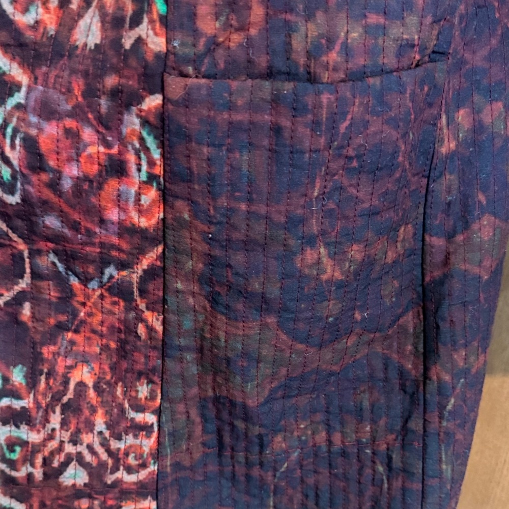 Soft Surroundings Long batik Coatigan in Burgundy Red / brown and rust - Picture 6 of 10